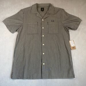 VANS NWT Mens Medium Short Sleeve Button Up Shirt Classic Retro Stripes